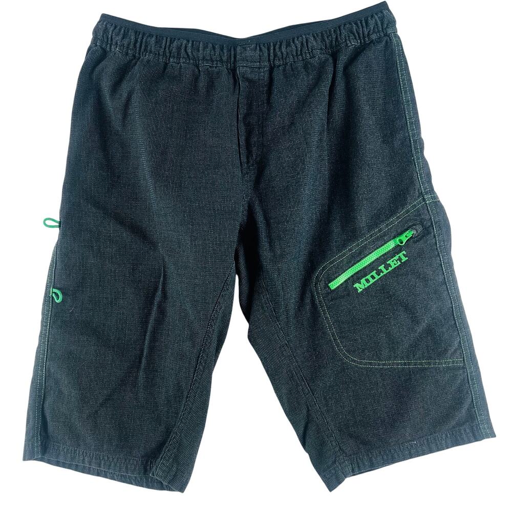 Millet Mens Vintage Mountain Climbing Hiking Shorts M (US) Black Green Outdoor